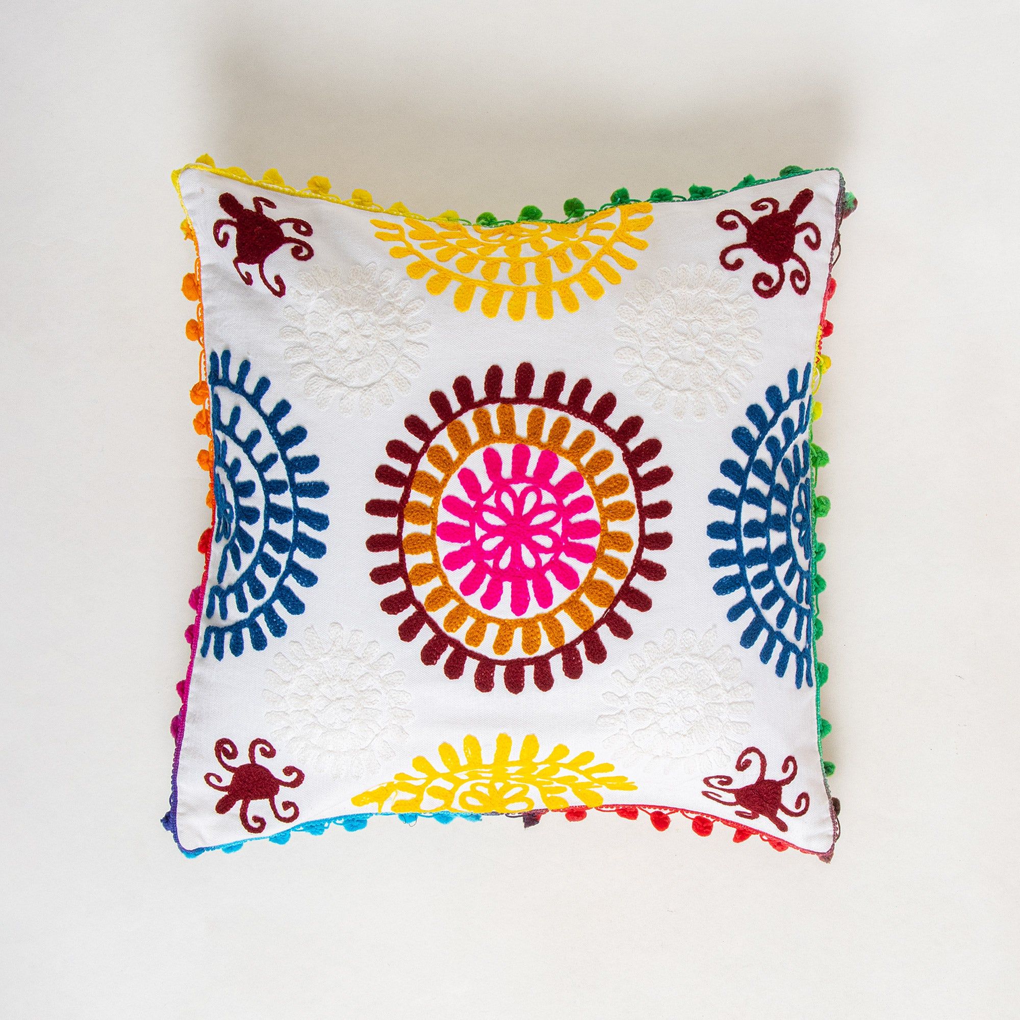Rangoli Cotton Hand Work Embroidered Cushion Cover